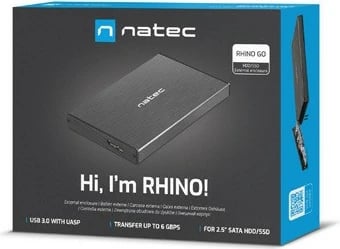 Kasë e jashtme Natec Rhino Go, 2.5 inç, USB 3.0, alumini, e zezë