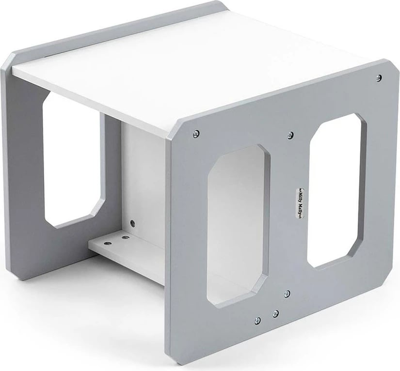 Set mobilje fëmijësh 3‑në‑1, Milly Mally, Stella, modulare MDF, tavolinë + karrige, për moshat 3–6 vjeç, gri, set