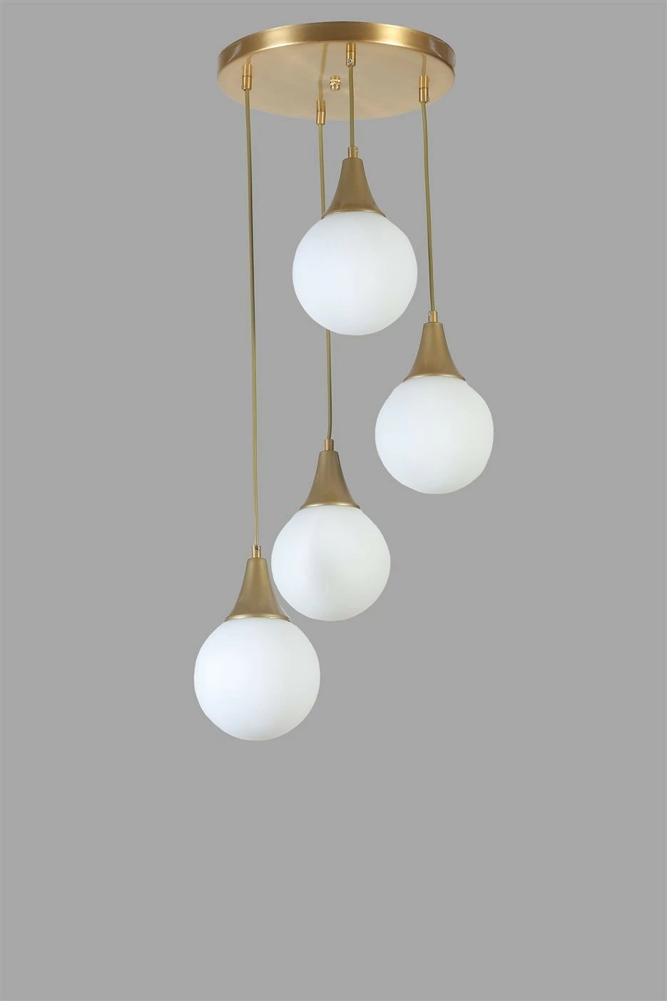 Llambë tavani Opviq Afra, 4 llampa, metal i artë dhe xham i bardhë