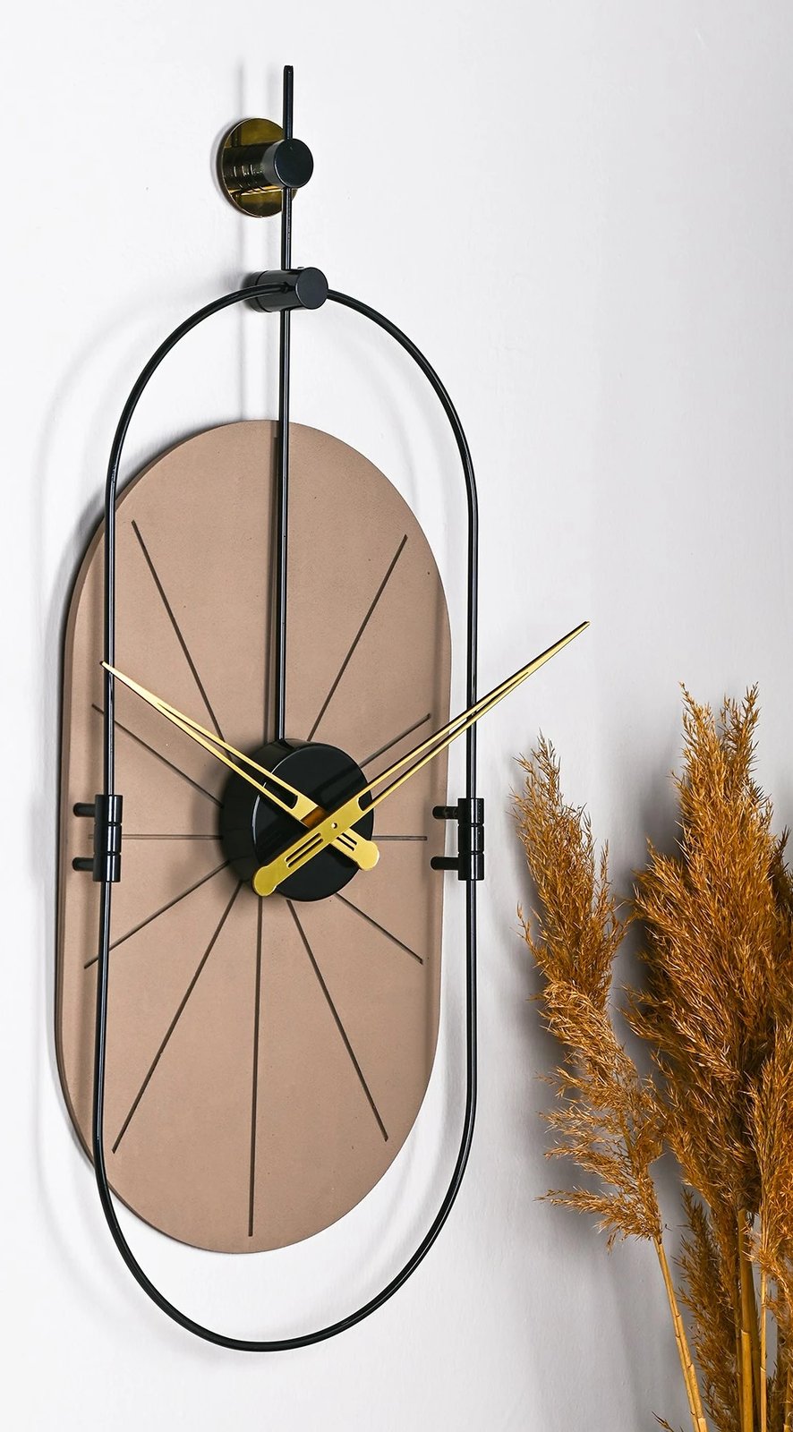 Orë muri dekorative Wallity, metal dhe MDF, ngjyrë kafe e zezë, 77x29cm