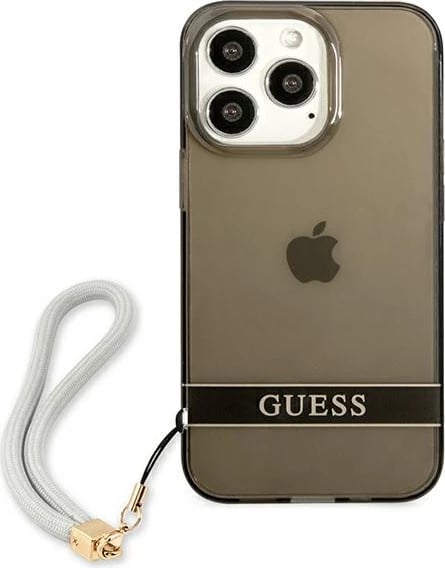 Mbështjellës Guess GUHCP13LHTSGSK për iPhone 13/13 Pro 6.1", i fortë, me rrip, i zi Mbështjellës Guess GUHCP13LHTSGSK për iPhone 13/13 Pro 6.1", i fortë, me rrip, i zi