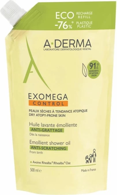 Vaj për dush A-Derma Exomega Eco Bath and Shower Oil Refill unisex 500ml Vaj për dush A-Derma Exomega Eco Bath and Shower Oil Refill unisex 500ml