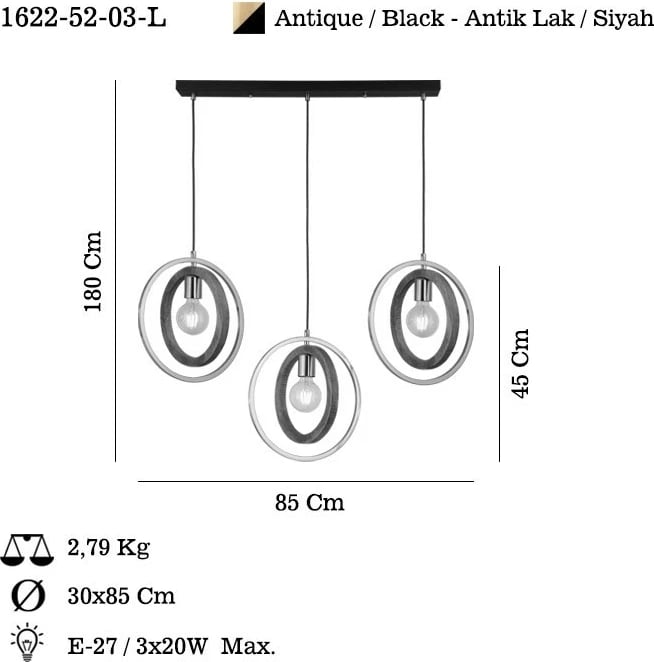 Llambë tavani Opviq, Feno - 52-03-L, ngjyrë llak antik
