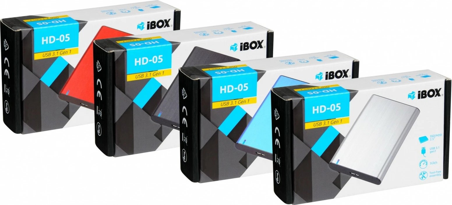 Kasë e jashtme iBOX HD-05, 2.5", USB 3.1, Alumini, Gri