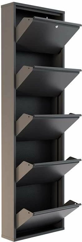 Dollap këpucësh metalik, 5 pjesë, ngjyrë antracit, Skye Decor