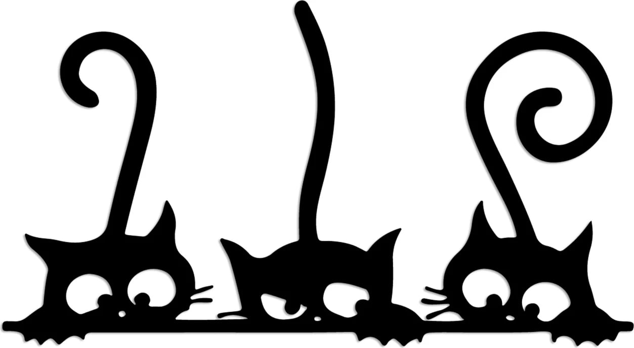 Aksesor dekorativ metalik për mur, mace, Wallity, Cat 5