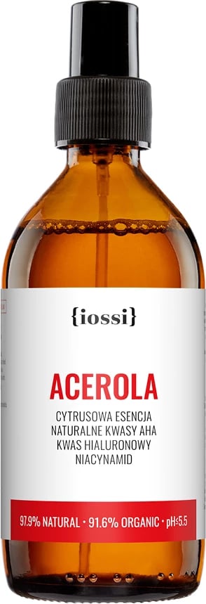 Esencë për fytyrë Iossi Acerola Citrus Essence me AHA natyrale, Acid Hialuronik dhe Niacinamidë për femra, 200ml