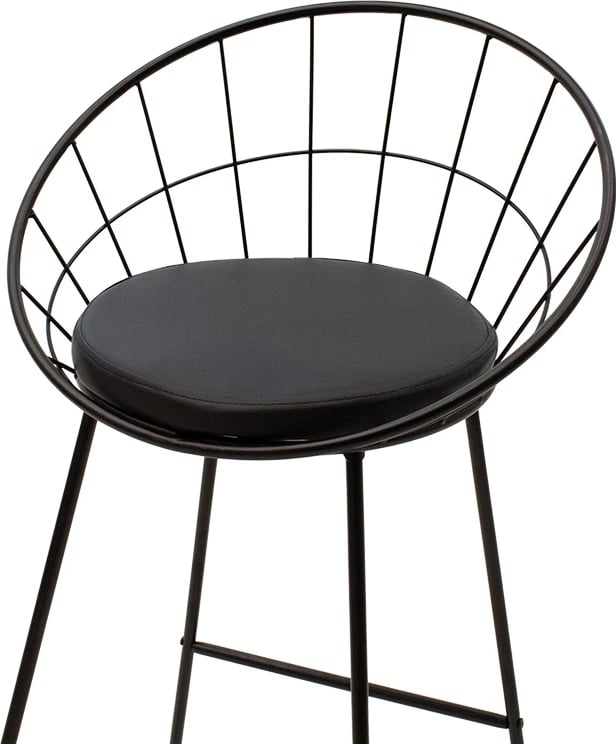 Karrige për bar Seth, metal i zi, jastëk PVC i zi