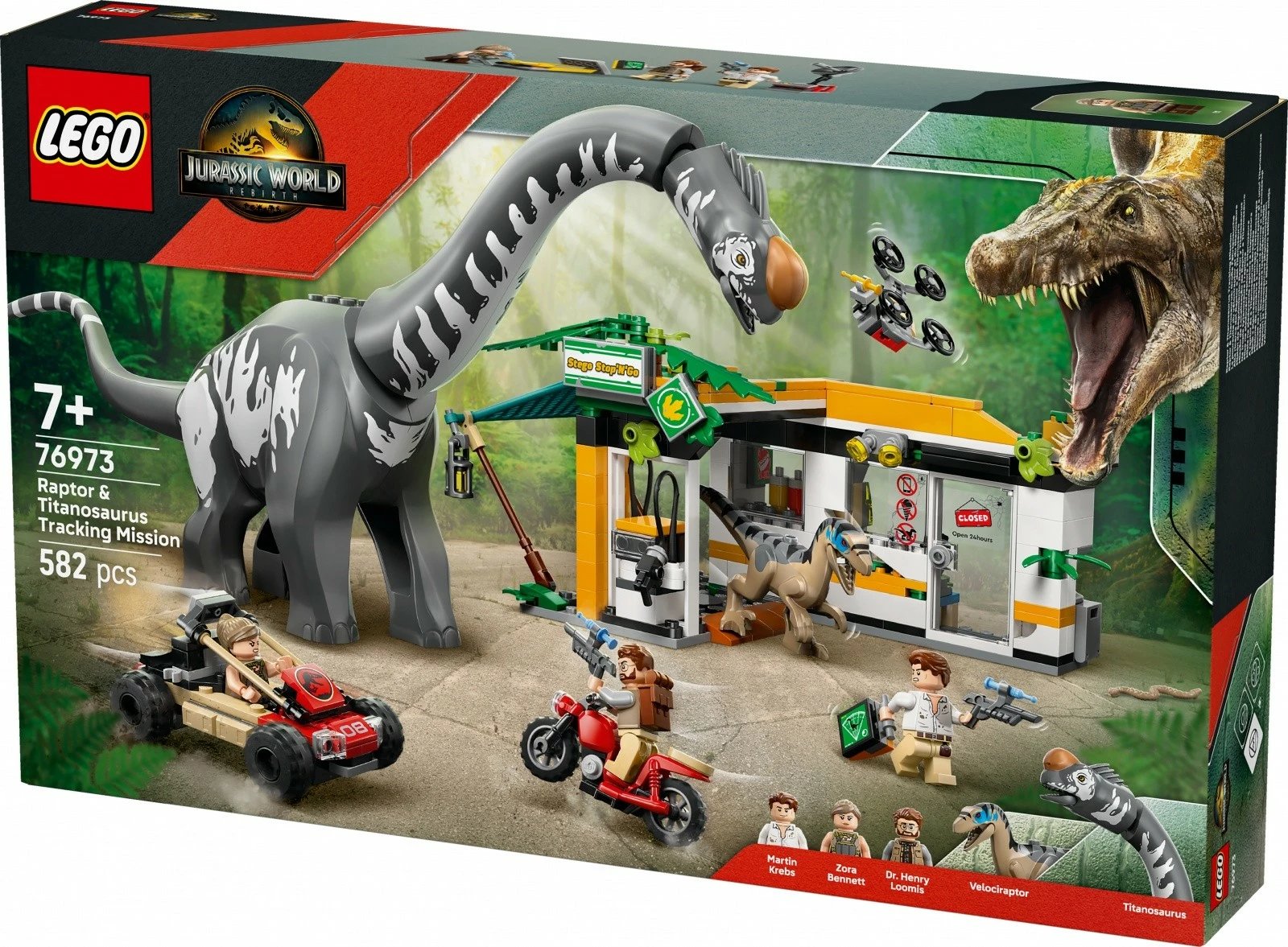 Set LEGO Jurassic World 76973, On the Trail of T. rex and Raptor, 582 pjesë