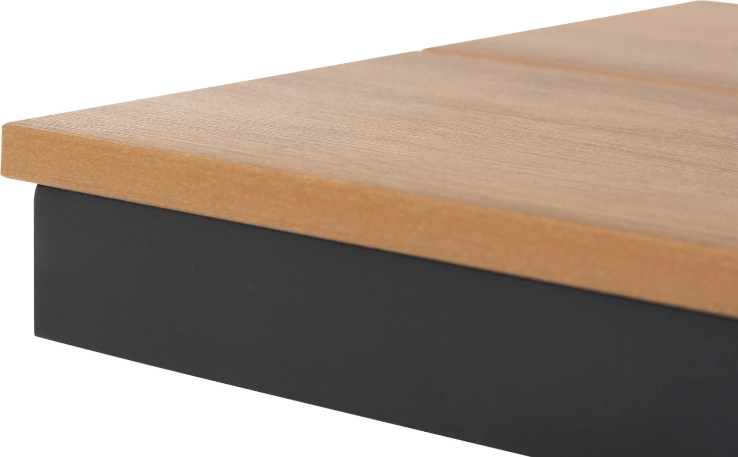 Stol alumini TAWNEE FH6040.01, ngjyrë antracit, sipërfaqe polivudi, ngjyrë druri natyral, 220x36x44.5H cm