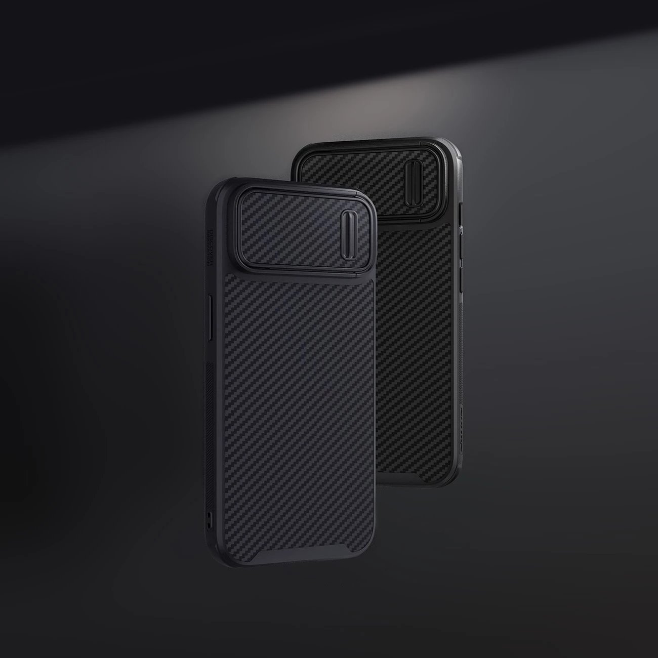 Mbështjellës Nillkin Synthetic Fiber S Case për iPhone 14 Pro, me kapak kamere, i zi