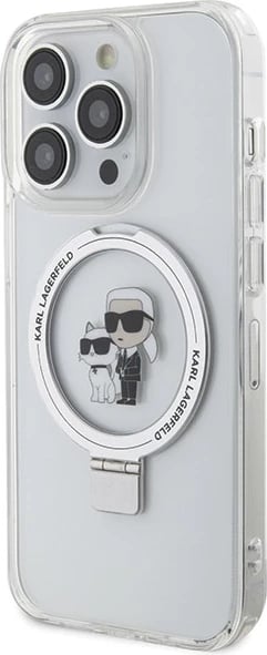Mbështjellës Karl Lagerfeld Ring Stand Karl&Choupette MagSafe për iPhone 13 Pro Max, Bardhë