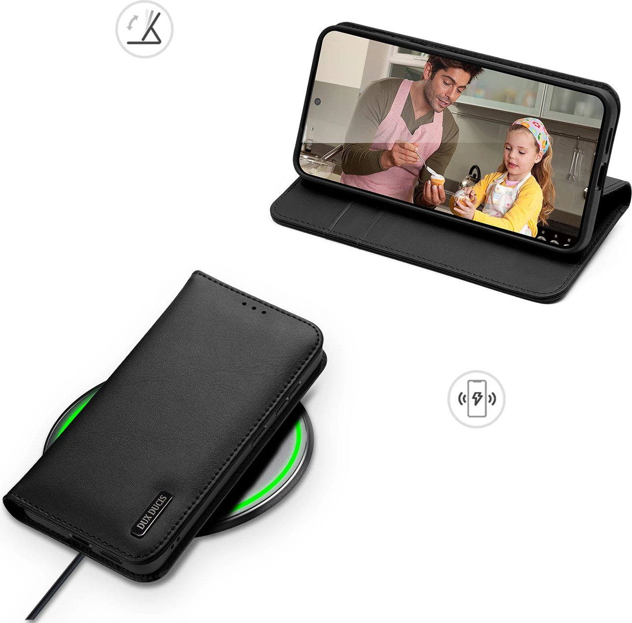 Mbështjellës Dux Ducis Hivo për Samsung Galaxy S25 Edge, me kapak, RFID, i zi