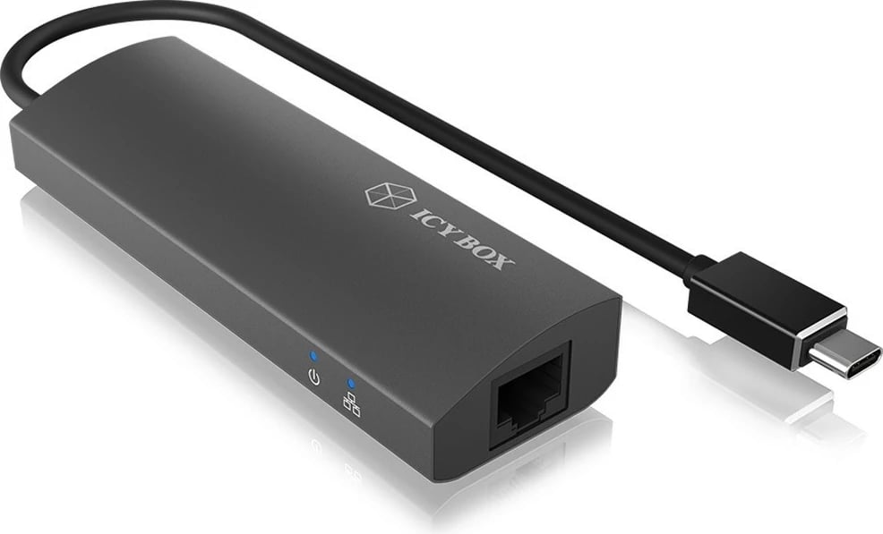 Hub USB/LAN IcyBox IB-HUB1406-C, 3 porta USB 3.0, 1 port LAN, Type-C, Gri