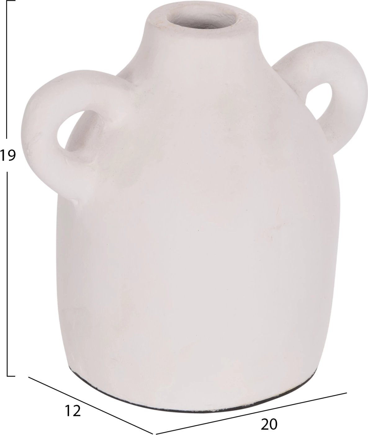 Vazo dekorative CLAYVON, terrakotë, ngjyrë e bardhë, 20x12x19cm