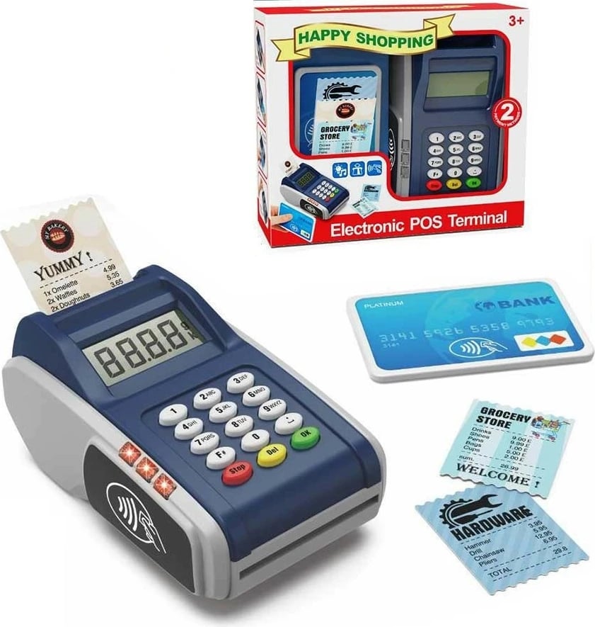 Terminal POS lodër Madej 012929 me drita e tinguj, pagesë me kartë dhe pa kontakt, me kartë loje e fletë-receta, gri/blu e errët