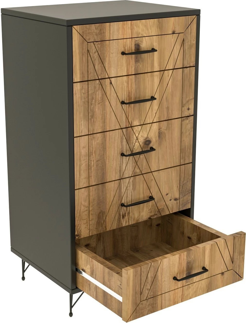 Komodë Hanah Home, Planet, ngjyrë antracit dhe lis