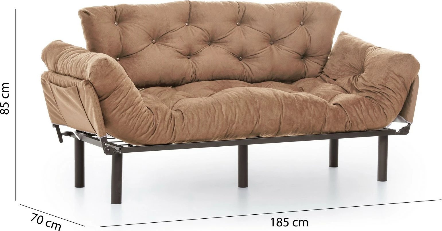 Divan-krevat treshe Nitta, kafe e çelët Divan-krevat treshe Nitta, kafe e çelët