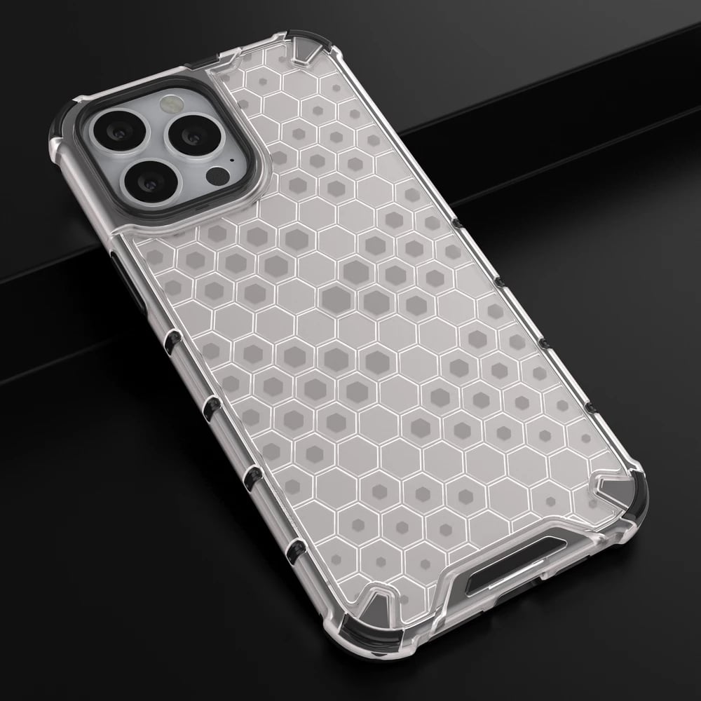 Mbështjellës Hurtel Honeycomb për iPhone 13 Pro Max, transparent