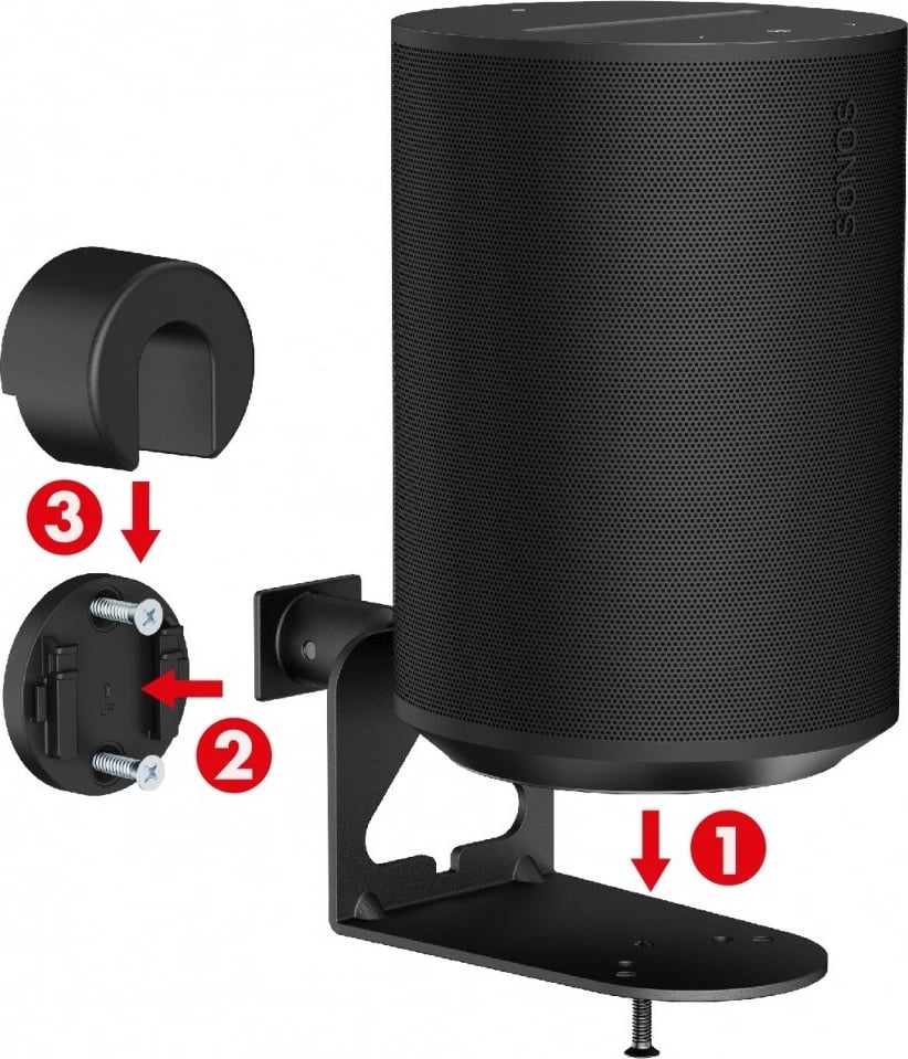 Mbajtëse muri për altoparlantë Maclean MC-495, për Sonos ERA 100 & 300, 2 copë, e zezë