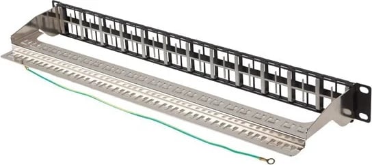 Paneli i Patch-it Lanberg PPKS-1248-B, 19" 1U, për modulat keystone, 48 porta, ngjyrë e zezë