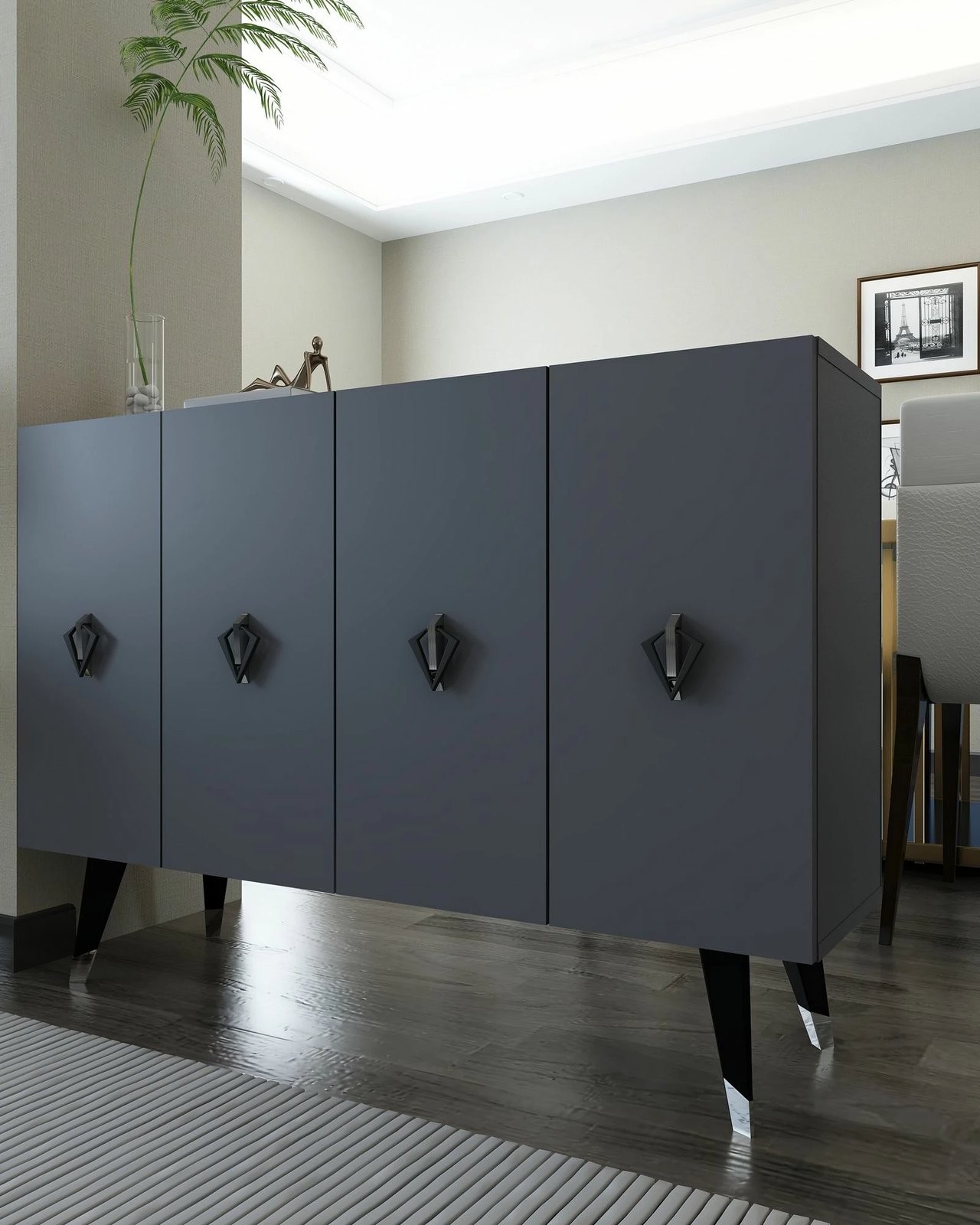 Konsol Skye Decor, anthracite, e zezë, argjend, 8165KM-32