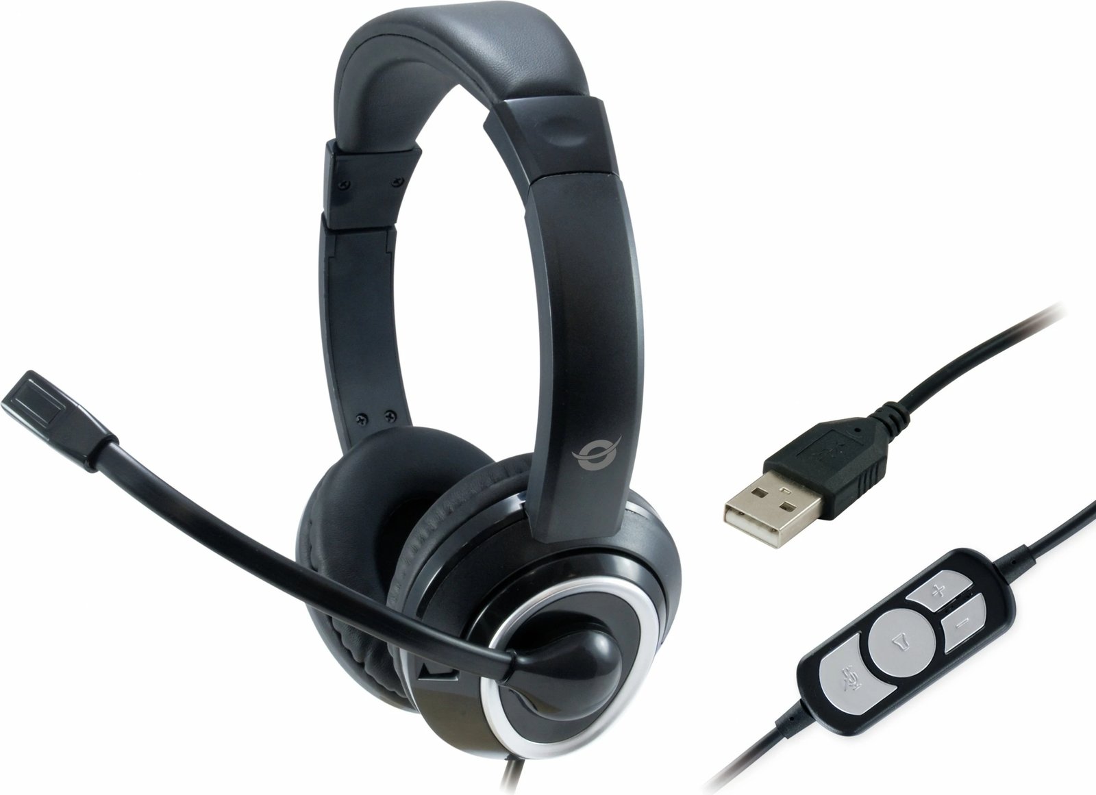 Kufje Conceptronic USB, mikrofon boom, 2m, e zezë Kufje Conceptronic USB, mikrofon boom, 2m, e zezë
