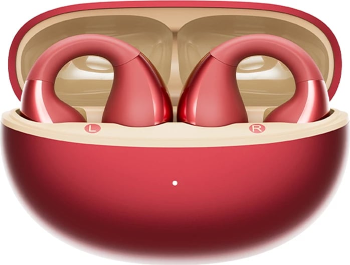 Kufje TWS, QCY, Crossky Clip C30S T33S, LDAC Hi-Res, Bluetooth 6.0, 40 orë me kuti karikimi USB-C, IPX5, të kuqe