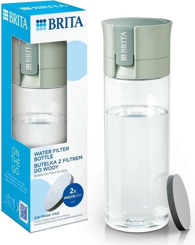 Shishe filtruese uji Brita Vital + 2 MicroDisc, 0.6L, Jeshile pastel