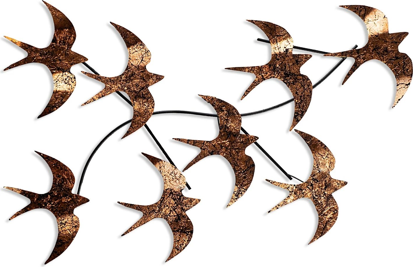 Aksesor muri dekorativ metalik, zogj fluturues, shumëngjyrësh, Wallity, 69x41x7cm