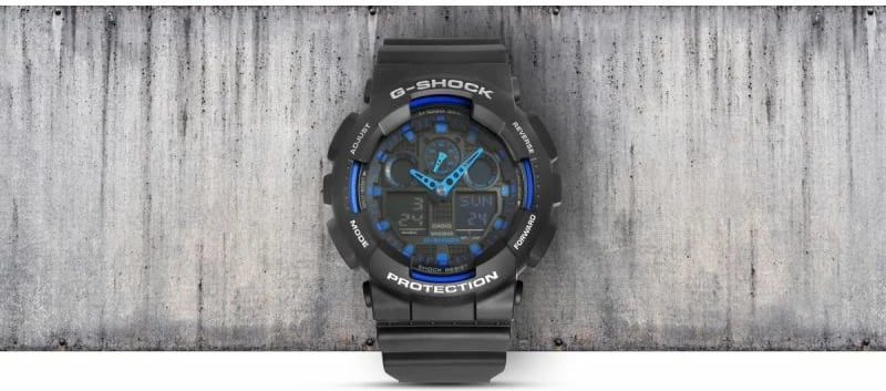 Orë dore për meshkuj Casio G-Shock, zi e kaltër