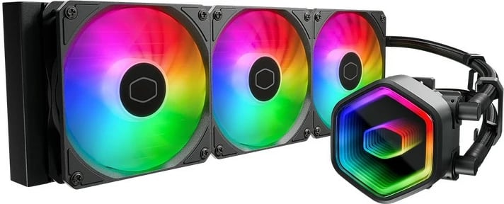 Ftohës me lëng Cooler Master MasterLiquid 360 Core II ARGB, 3 ventilatorë, i zi, ARGB