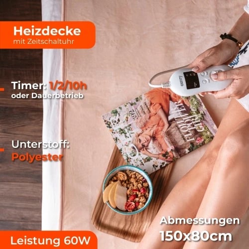 nënçarçaf elektrik Adler CR 7423 150x80 cm, timer, 8 nivele, 60W, bej