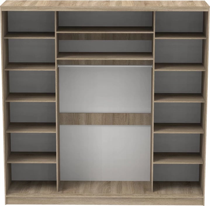 Dollap me dy dyer rrëshqitëse me pasqyrë, ngjyrë sonoma, 240x60x240cm