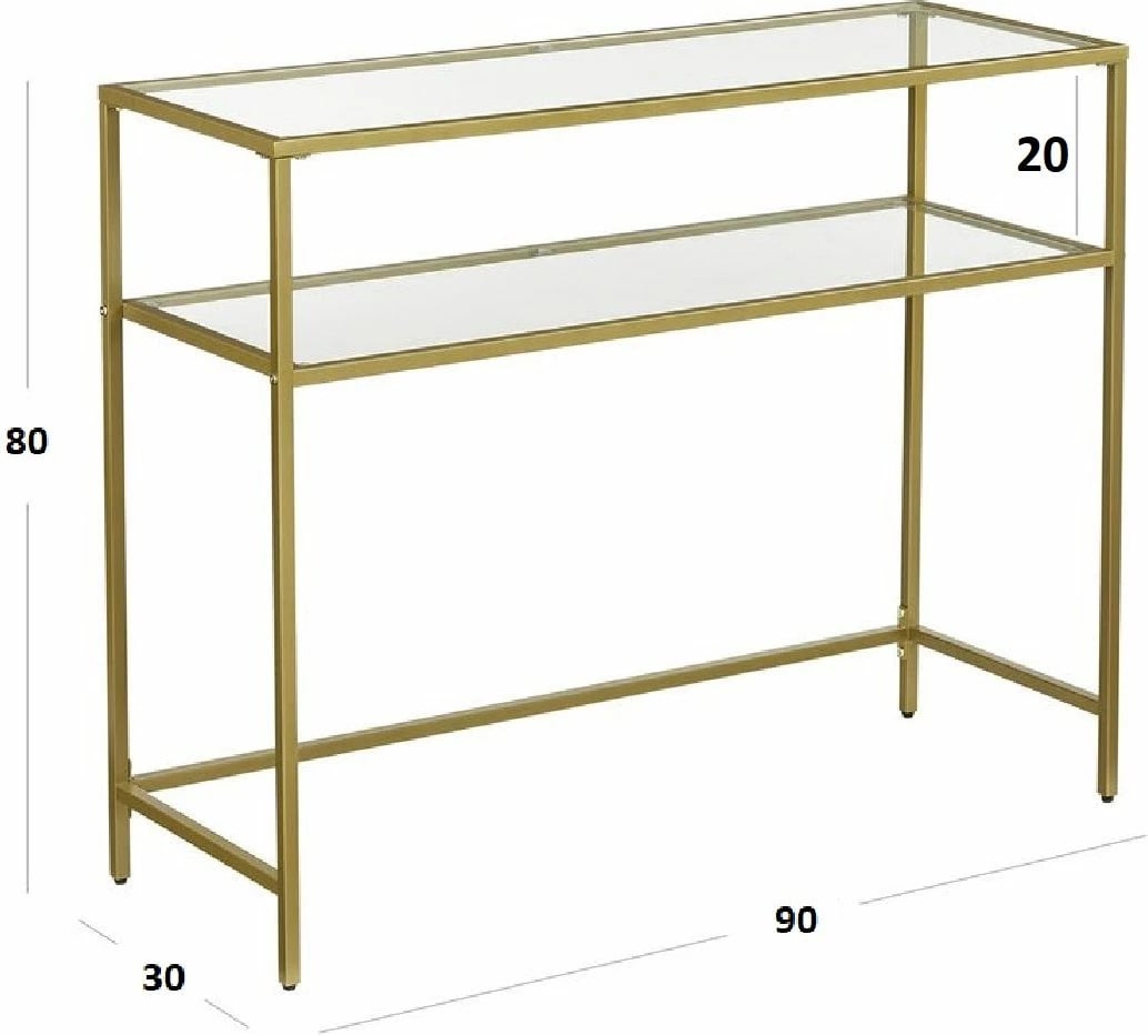 Komodë dekorative Skye, ngjyrë ari, xham i temperuar, By-4
