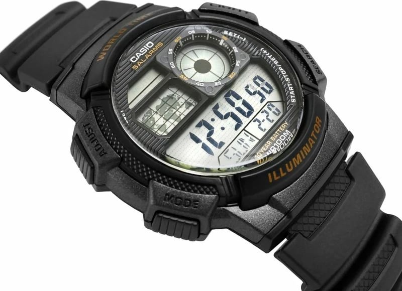 Orë dore për meshkuj Casio, e zezë