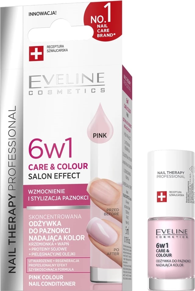 Kondicioner për thonj Eveline Cosmetics Therapy Professional 6-in-1 për femra Pink 5ml