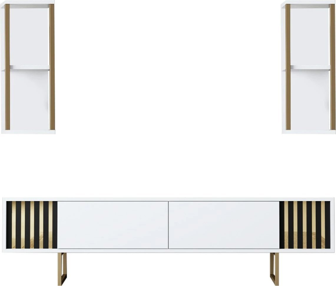 Komodë TV Hanah Home, Gold Line, e bardhë, e zezë