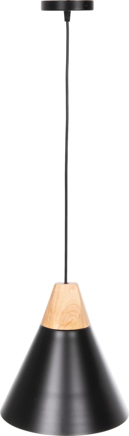 Llambë varëse tavani, kapak metali i zi, detaj druri, FH4148, Φ22x115H cm Llambë varëse tavani, kapak metali i zi, detaj druri, FH4148, Φ22x115H cm