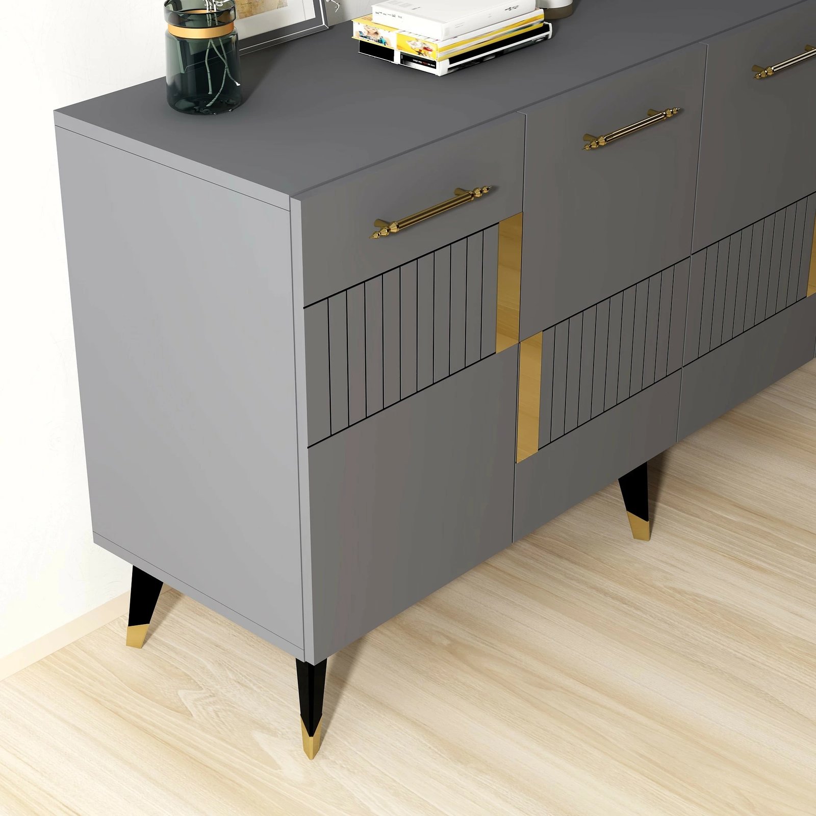 Konsolë Hanah Home Moda, anthracite, gold