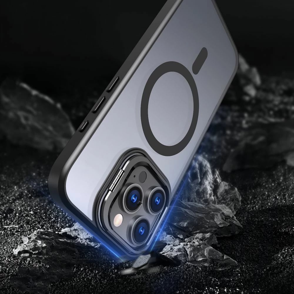 Mbështjellës Tech-Protect MagStand për iPhone 16 Pro, MagSafe, gjysmë-transparent