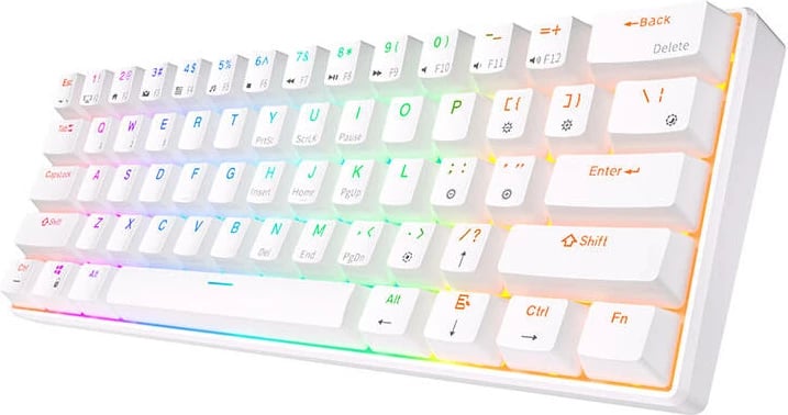 Tastierë mekanike Royal Kludge RK61, 61 taste, RGB, brown switch, e bardhë