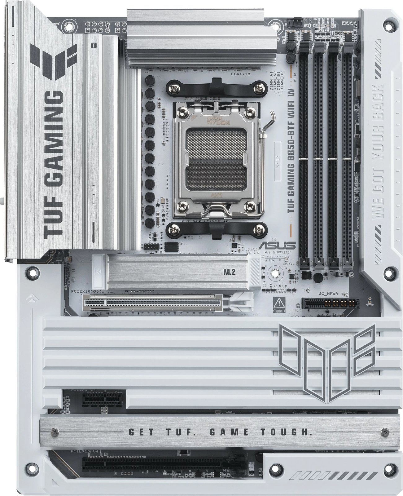 Pllakë amë ASUS TUF GAMING B850-BTF WIFI W, ATX, Wi-Fi, bardhë