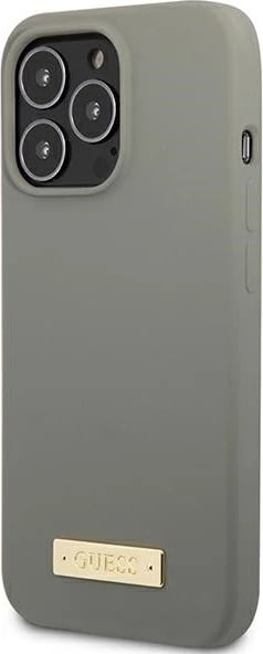 Mbështjellës Guess GUHMP13LSPLG për iPhone 13 Pro / 13 6.1", silikon, MagSafe, Gri
