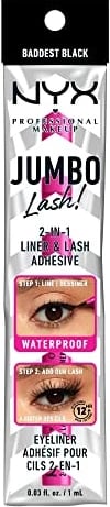 Penel për sy NYX, Jumbo Lash 2 In 1 Liner And Lash Adhesive, 01 Badest Black, 1ml