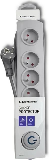 Prizë me mbrojtje Qoltec 50272, 5 dalje, 3m, Gri
