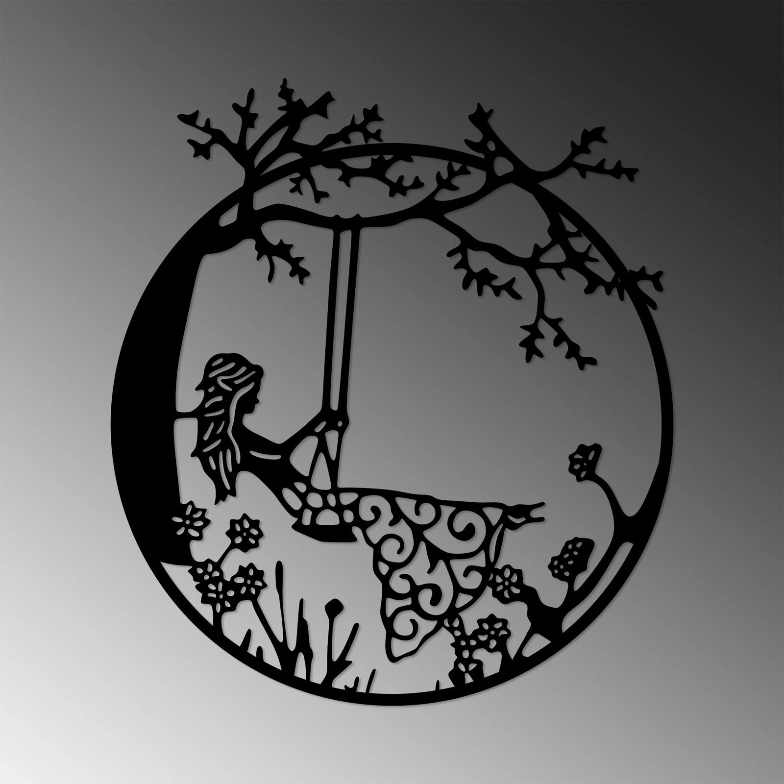 Aksesor dekorativ metalik për mur, grua në litar, Wallity