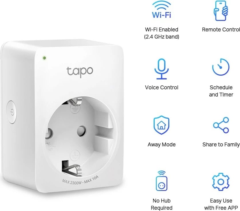 Prizë smart TP-LINK Tapo P100, WiFi, 1 copë, E bardhë