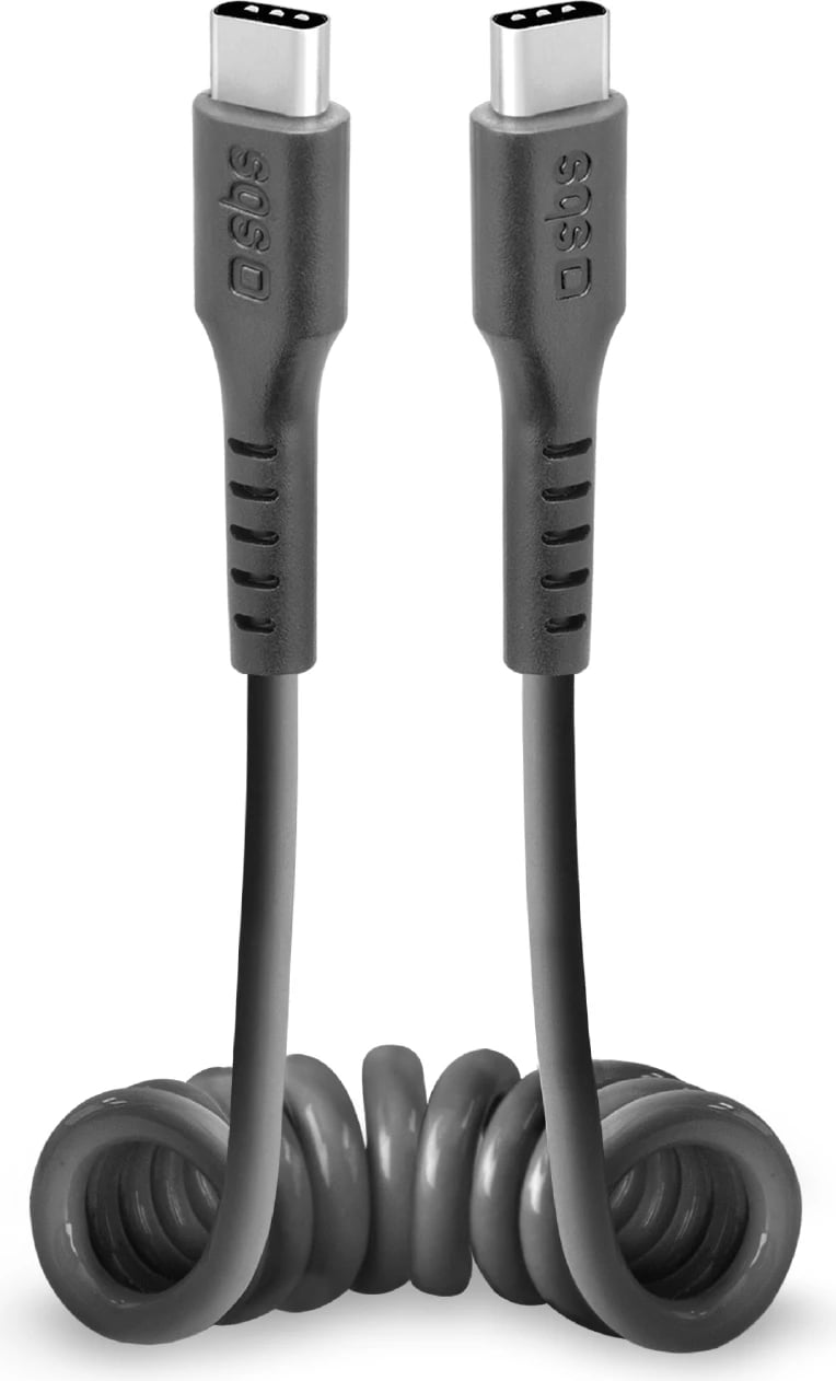 Kabllo spiral USB-C në USB-C SBS TECABLETYPCCSK, 0.5m, e zezë Kabllo spiral USB-C në USB-C SBS TECABLETYPCCSK, 0.5m, e zezë