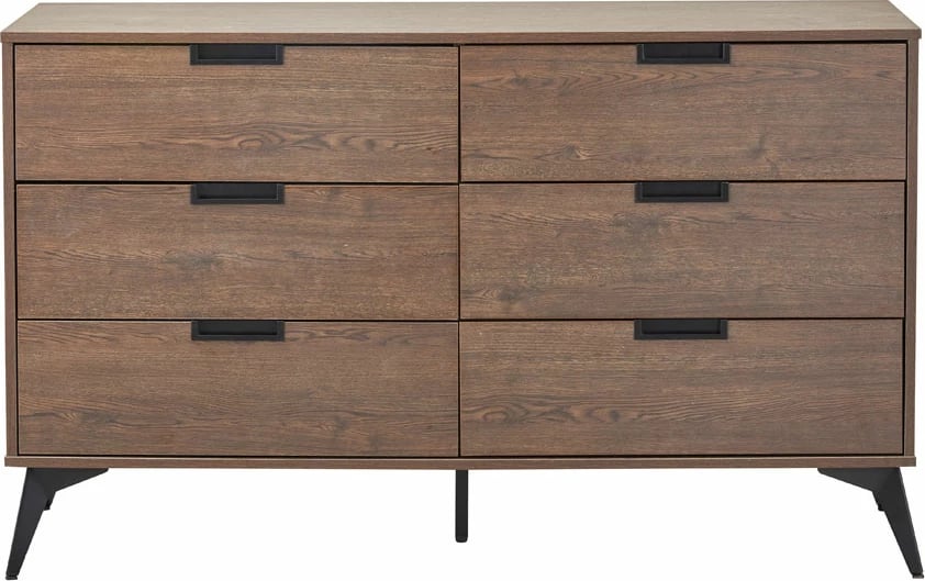 Komodë Nuez me 6 sirtarë, ngjyrë arre, 137x39x83